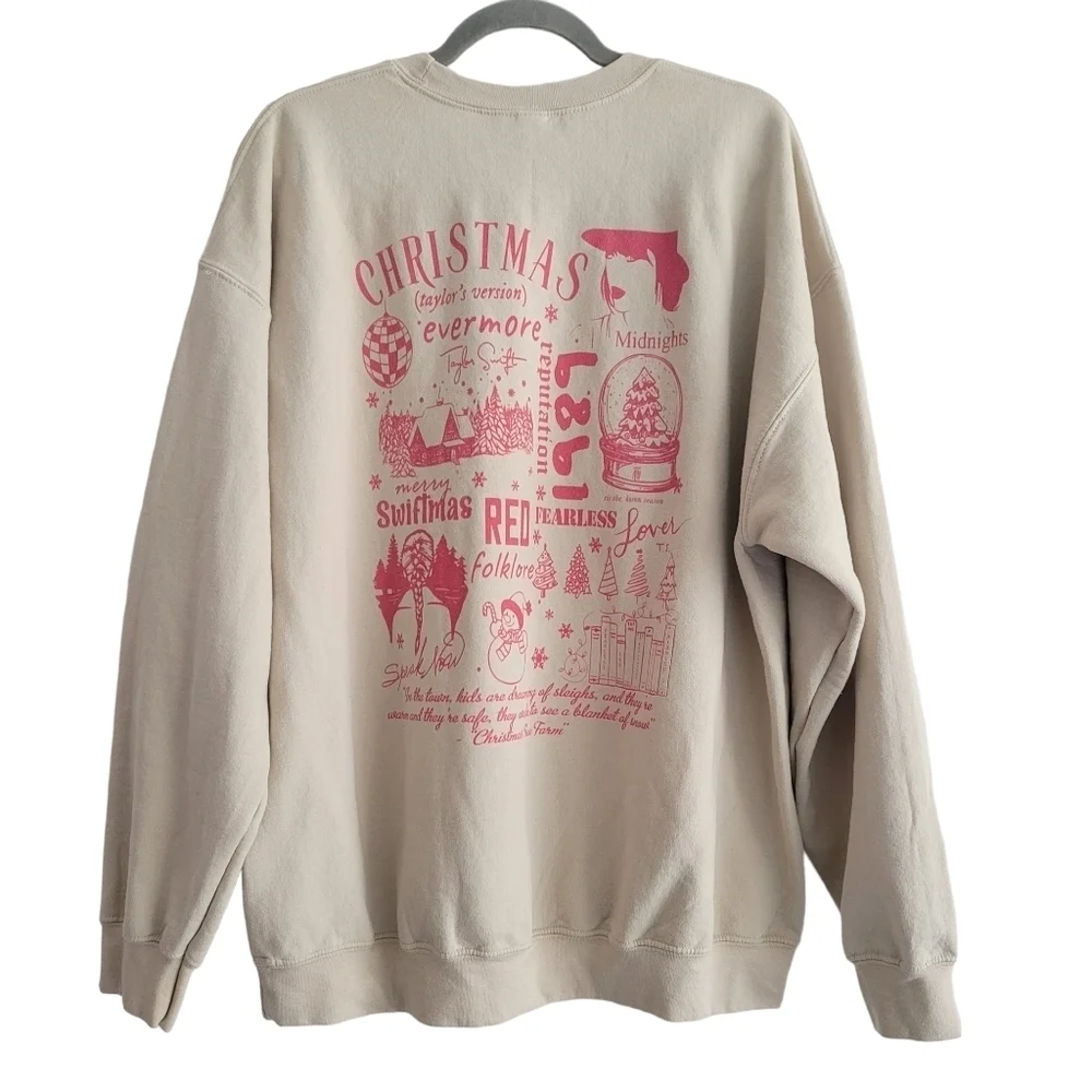 Merry Swiftmas Adult XL Cream Pullover Crewneck Pullover Sweatshirt‎